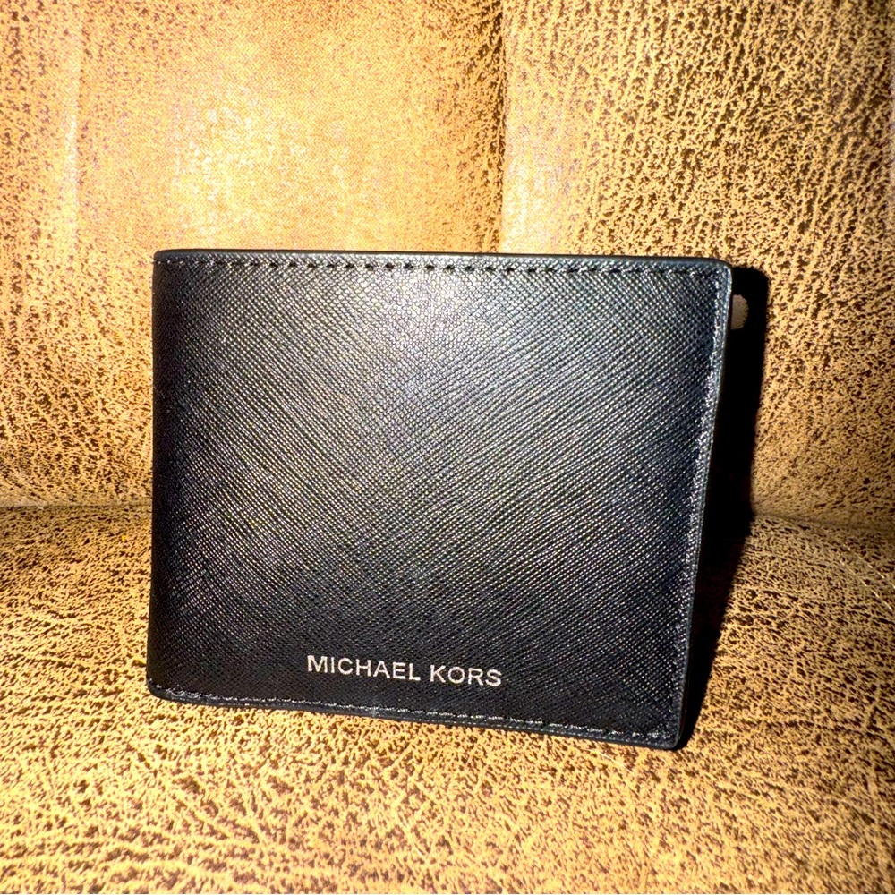 Michael Kors Men's Bifold Black Canvas Slim Billfold Wallet